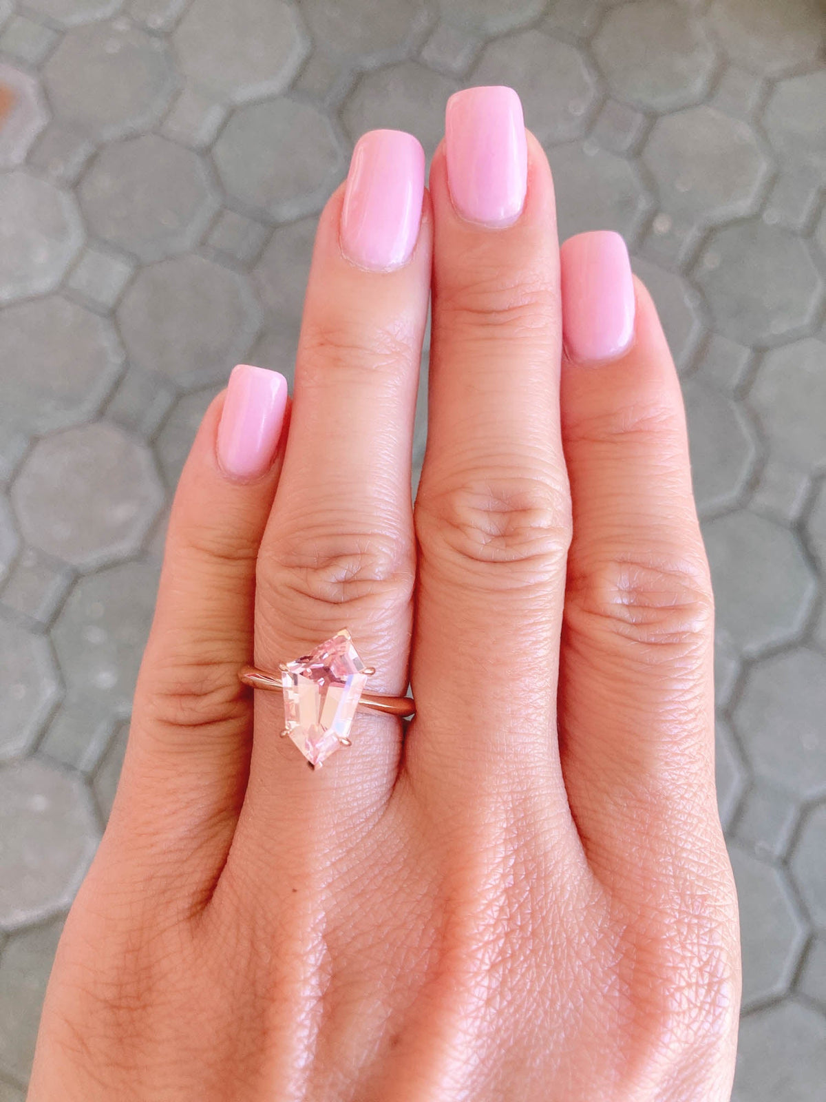 3.42ct Morganite Statement Ring 14K Rose Gold R6407 Aurora Designer
