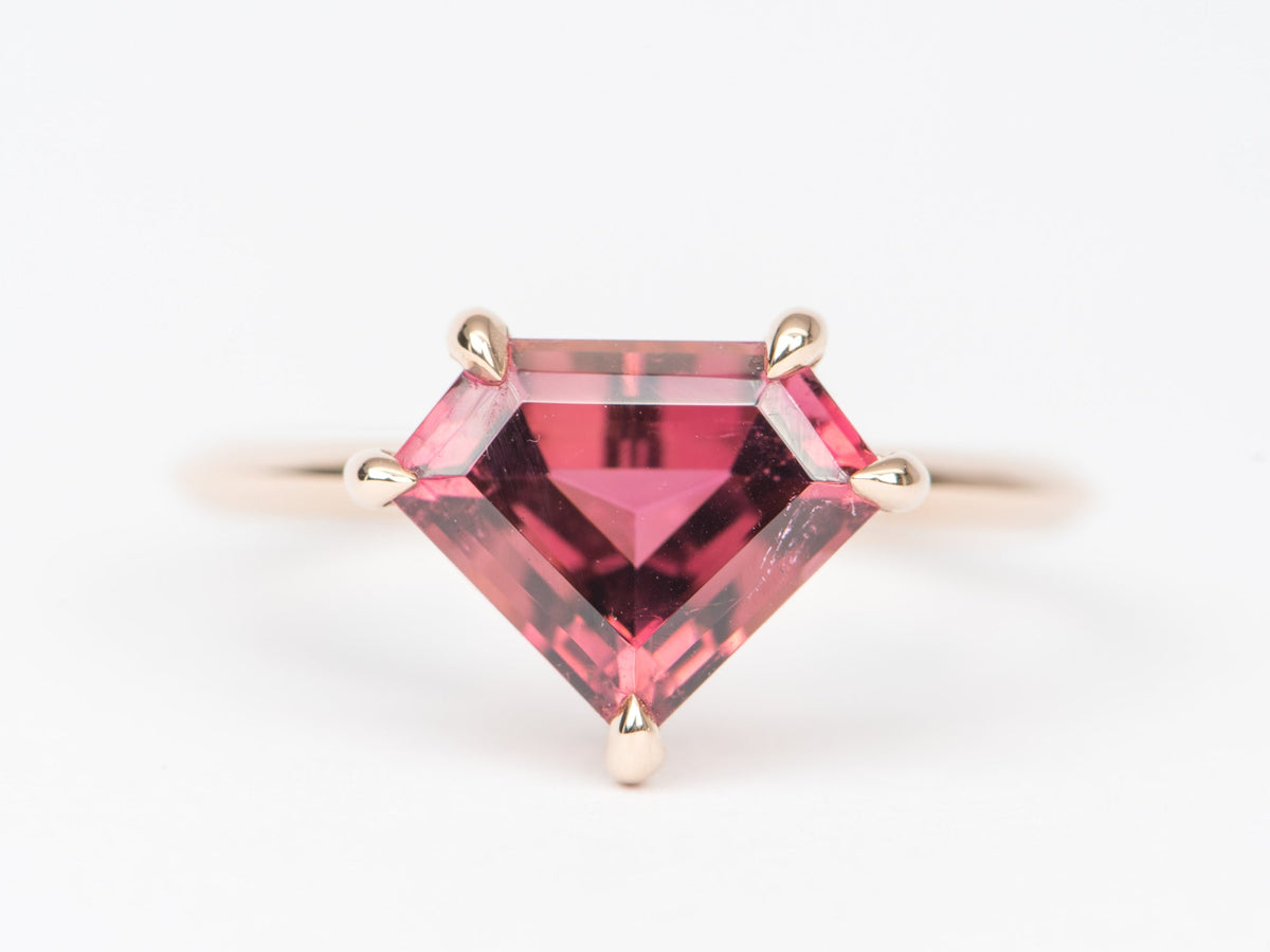 2.23ct Shield Shape Tourmaline 14K Rose Gold Engagement Ring R6412 Aurora Designer