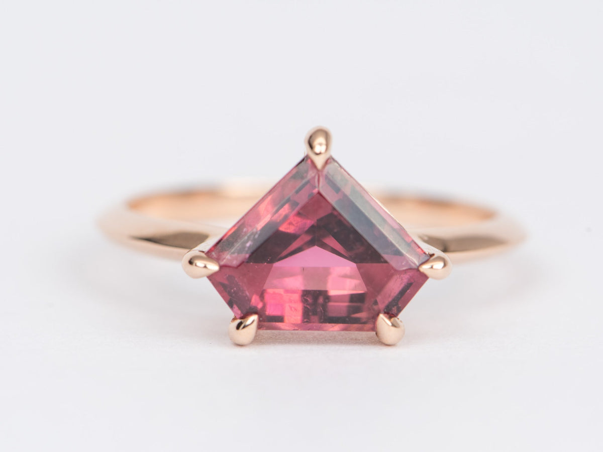 2.23ct Shield Shape Tourmaline 14K Rose Gold Engagement Ring R6412 Aurora Designer