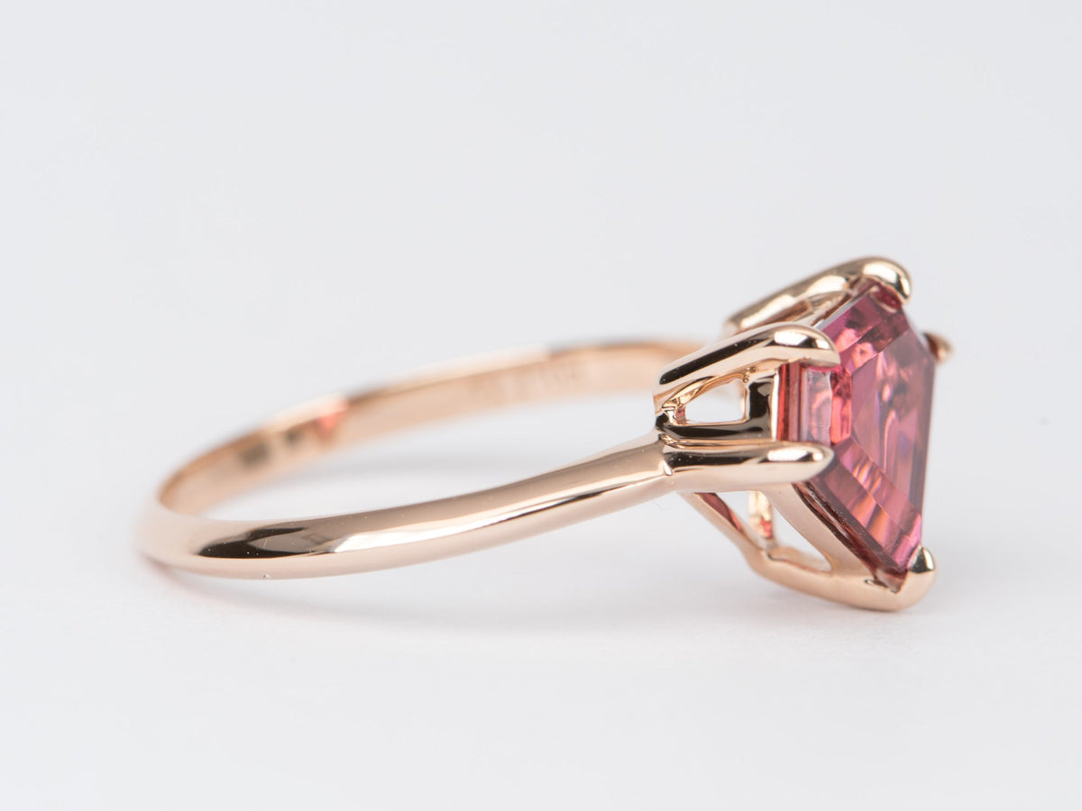 2.23ct Shield Shape Tourmaline 14K Rose Gold Engagement Ring R6412 Aurora Designer