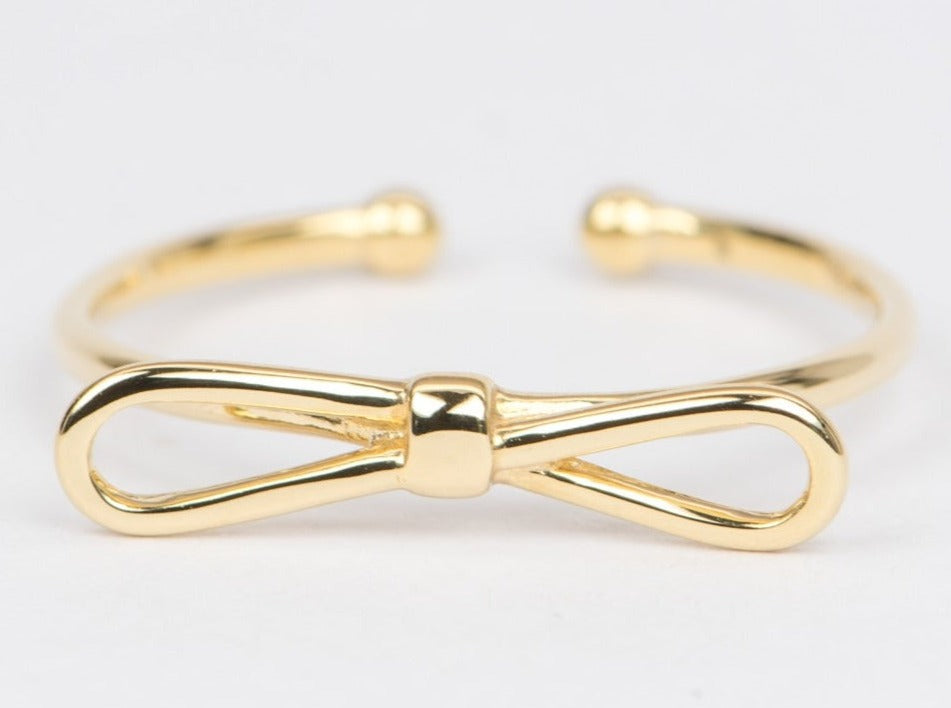 Cute Bow Ring 18K Gold Open End Adjustable R6432 Aurora Designer