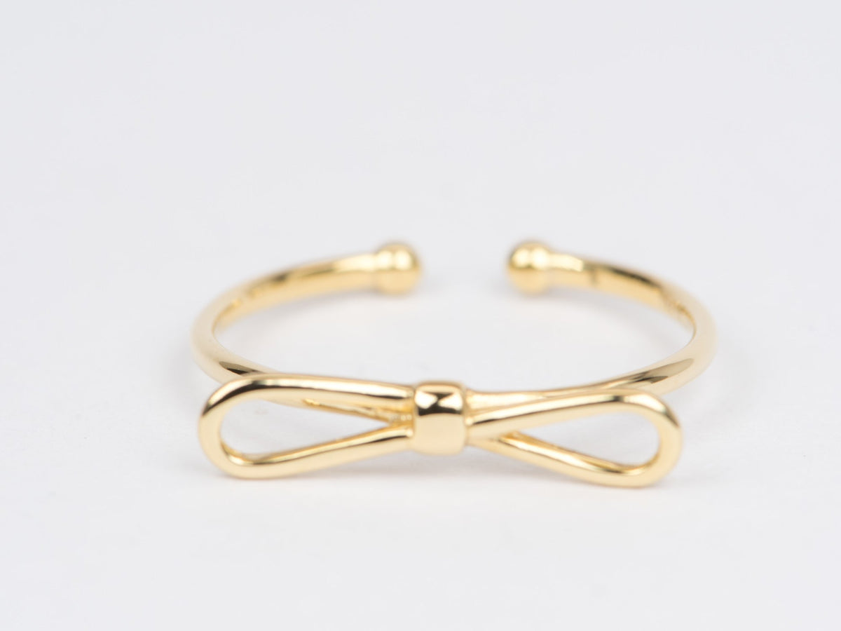 Cute Bow Ring 18K Gold Open End Adjustable R6432 Aurora Designer