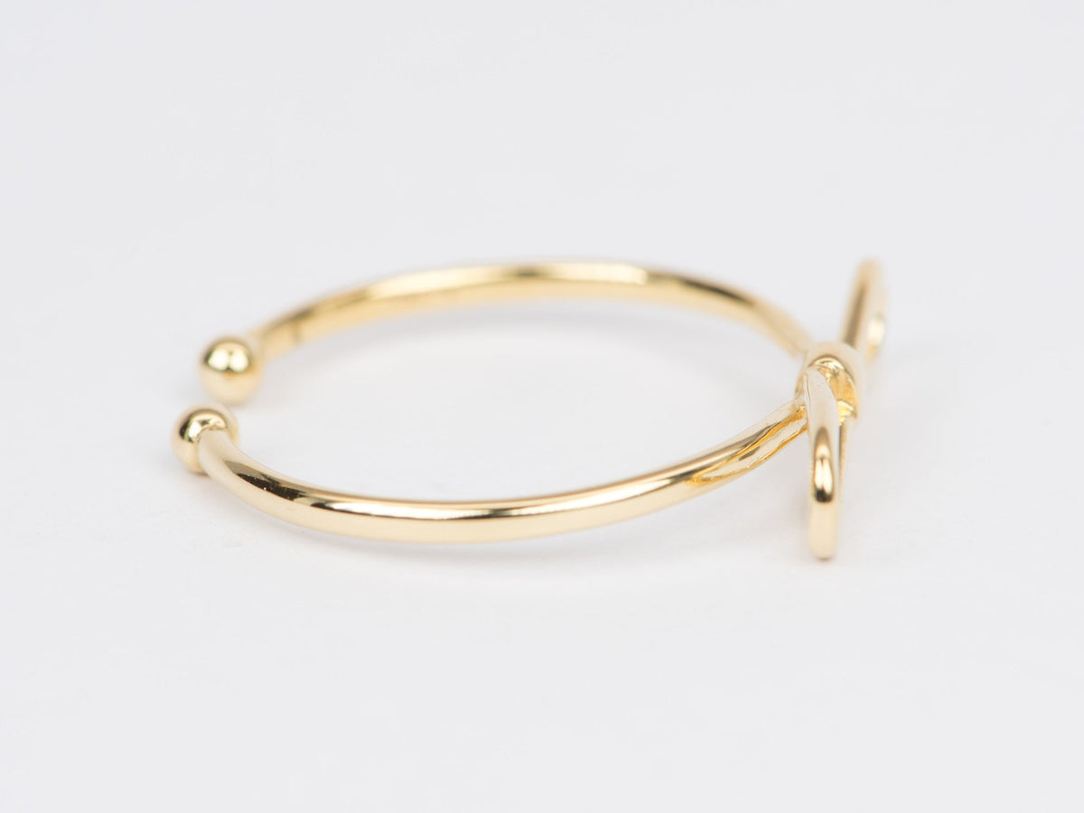 Cute Bow Ring 18K Gold Open End Adjustable R6432 Aurora Designer