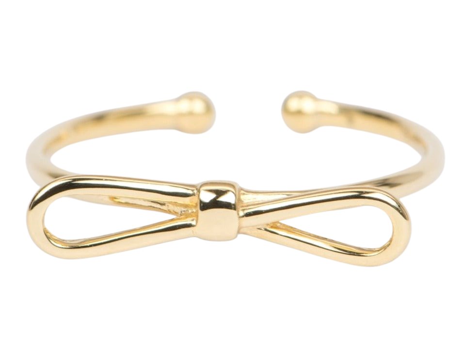 Cute Bow Ring 18K Gold Open End Adjustable R6432 Aurora Designer
