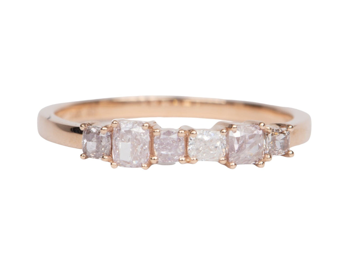 Natural Pink Diamond Shared Prong Wedding Band 14K Rose Gold R6443 Aurora Designer