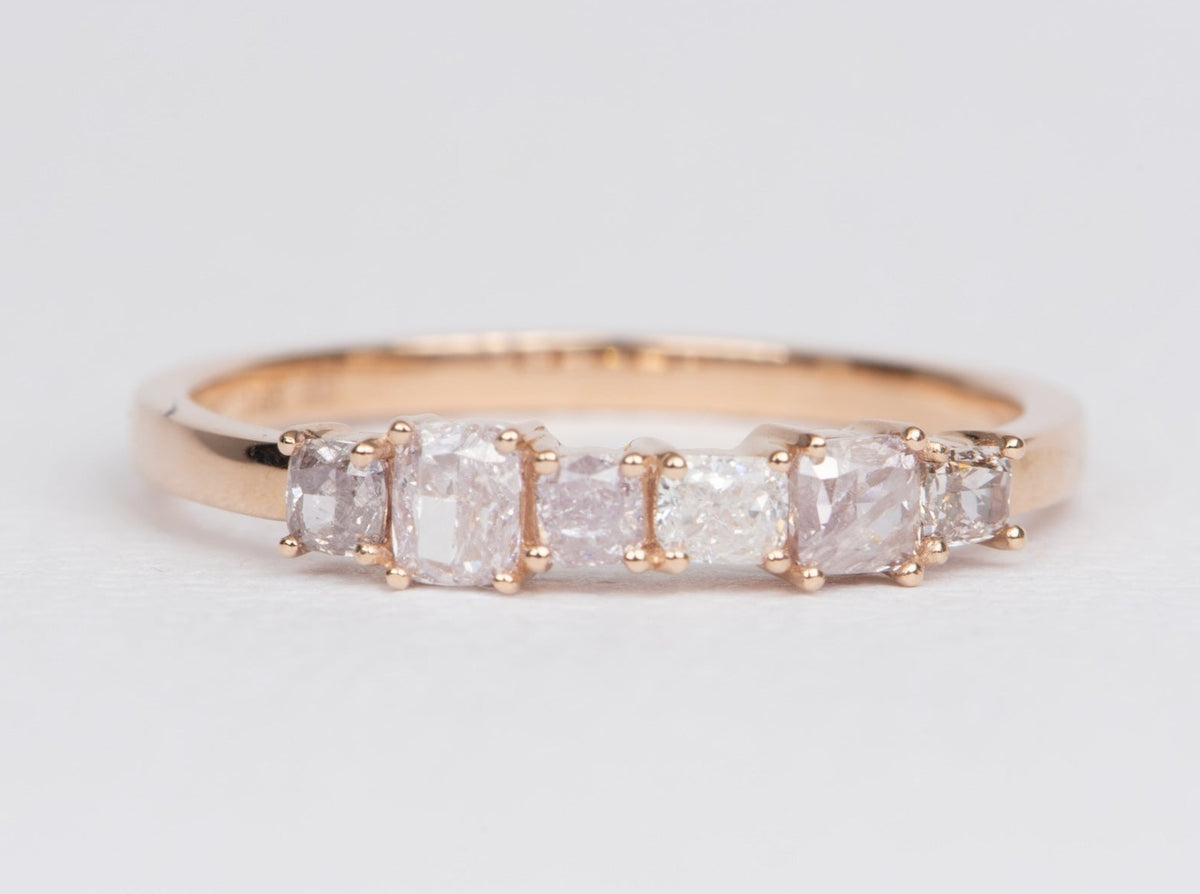 Natural Pink Diamond Shared Prong Wedding Band 14K Rose Gold R6443 Aurora Designer