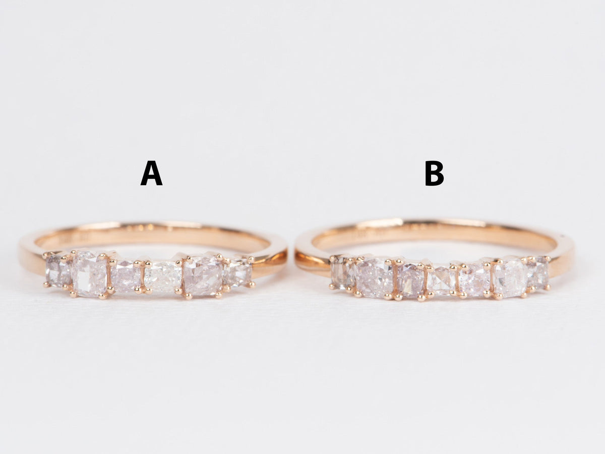 Natural Pink Diamond Shared Prong Wedding Band 14K Rose Gold R6443 Aurora Designer