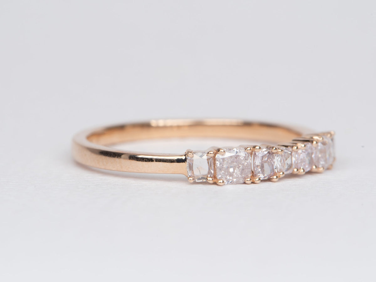 Natural Pink Diamond Shared Prong Wedding Band 14K Rose Gold R6443 Aurora Designer