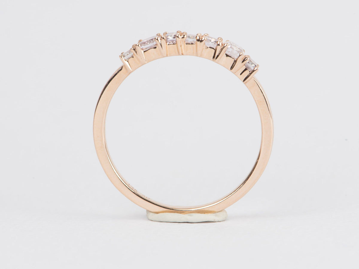 Natural Pink Diamond Shared Prong Wedding Band 14K Rose Gold R6443 Aurora Designer