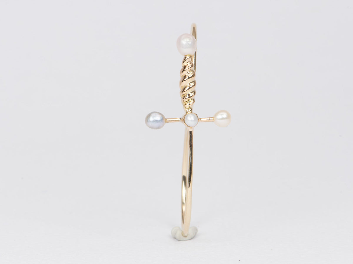 Vintage Sword Pin Conversion to Double Finger Ring 14K Gold R6449 Aurora Designer