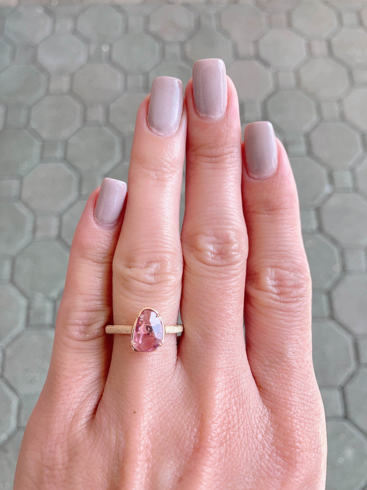 1.26ct GIA-Certified Natural Pink Sapphire Stacking Ring 14K Gold R6462 Aurora Designer