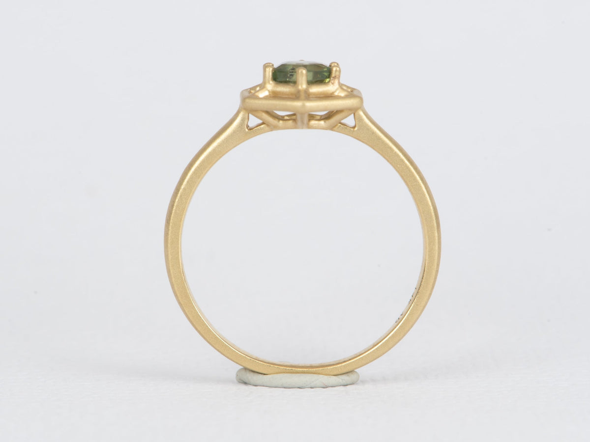 Hexagon Montana Sapphire with Hexagon Facet Setting 14K Gold Right Hand Ring R6466 Aurora Designer