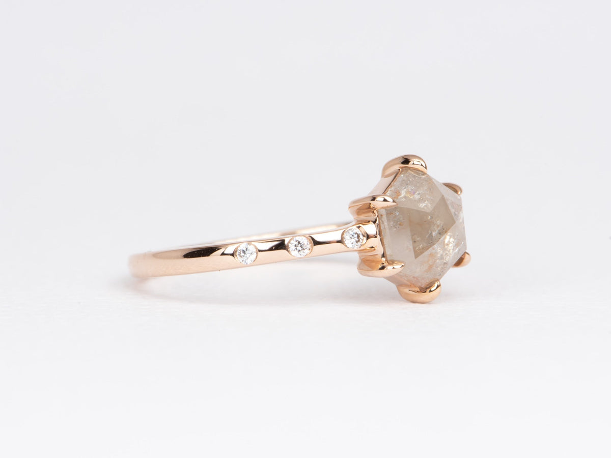 1.25ct Hexagon Diamond with Diamonds Accent 14K Rose Gold Engagement Ring R6468 Aurora Designer