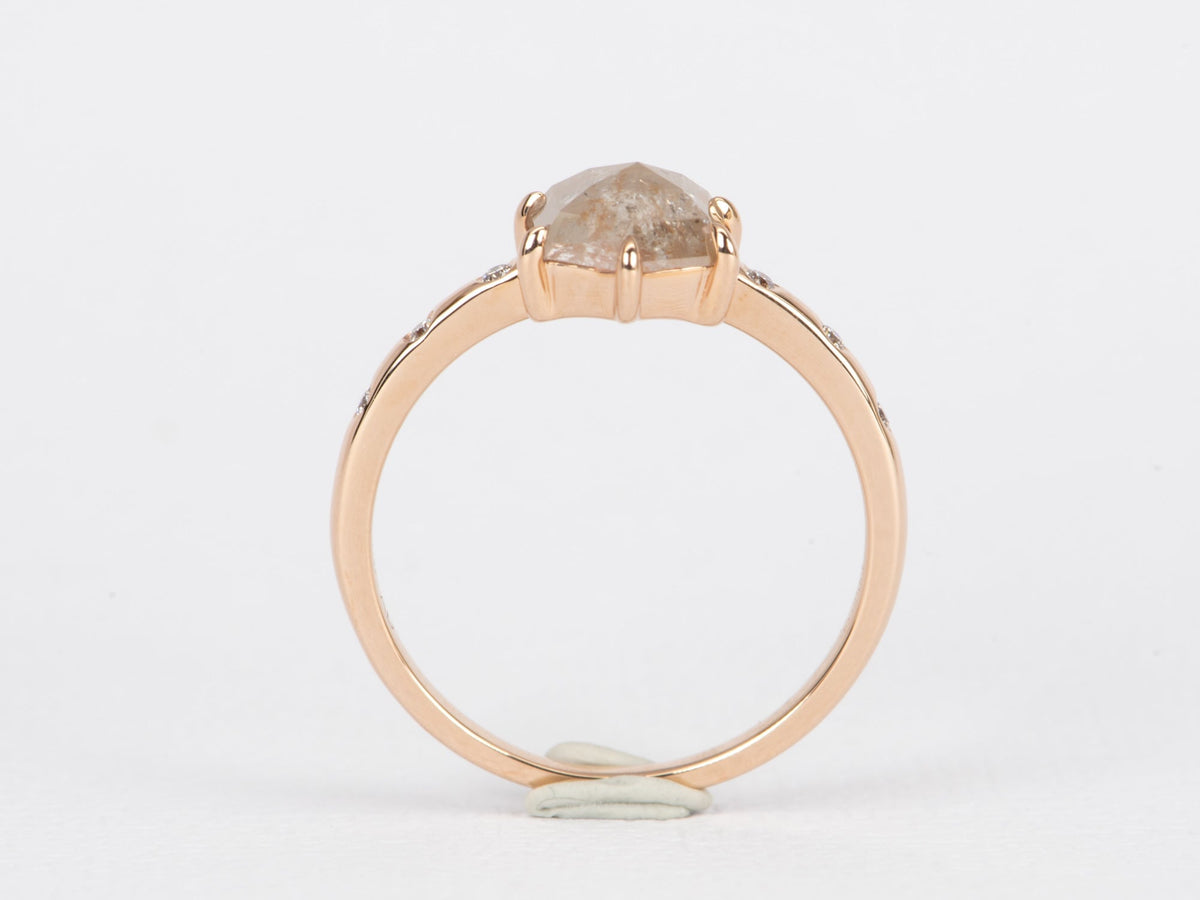 1.25ct Hexagon Diamond with Diamonds Accent 14K Rose Gold Engagement Ring R6468 Aurora Designer