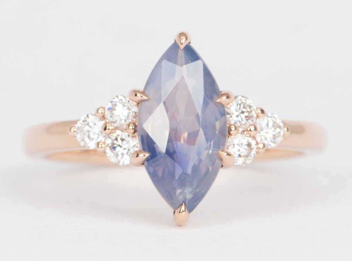 2.09ct GIA Certified Natural Bi-Color Sapphire with Diamond Engagement Ring 14K Rose Gold R6471 Aurora Designer