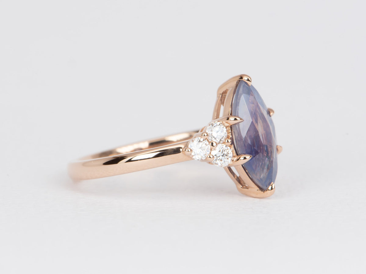2.09ct GIA Certified Natural Bi-Color Sapphire with Diamond Engagement Ring 14K Rose Gold R6471 Aurora Designer