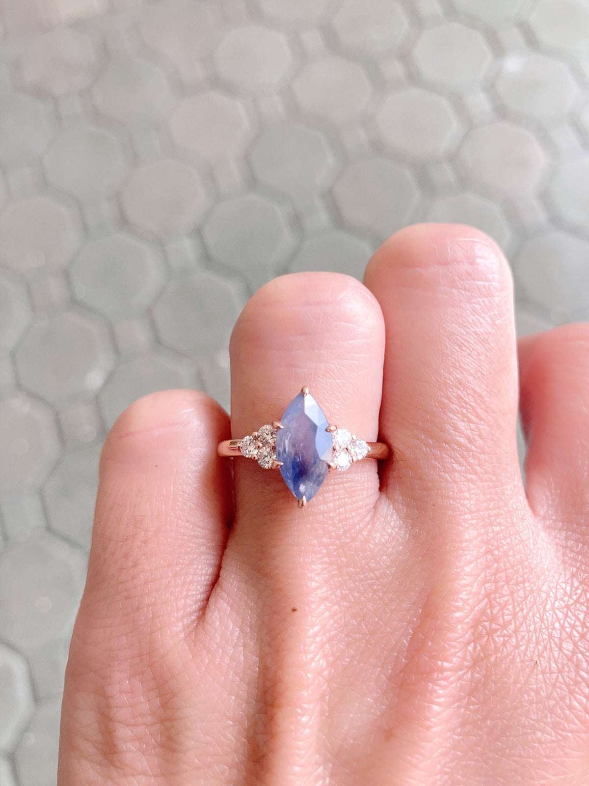 2.09ct GIA Certified Natural Bi-Color Sapphire with Diamond Engagement Ring 14K Rose Gold R6471 Aurora Designer