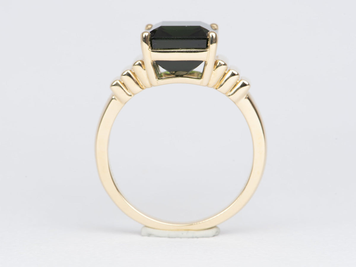 5.55ct Tourmaline on Wide Ribbed Design 14K Gold Engagement Ring R6477 Aurora Designer