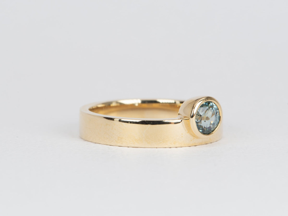 Montana Sapphire Bezel Set on 4mm Wide Band 14K Gold Engagement Ring R6479 Aurora Designer