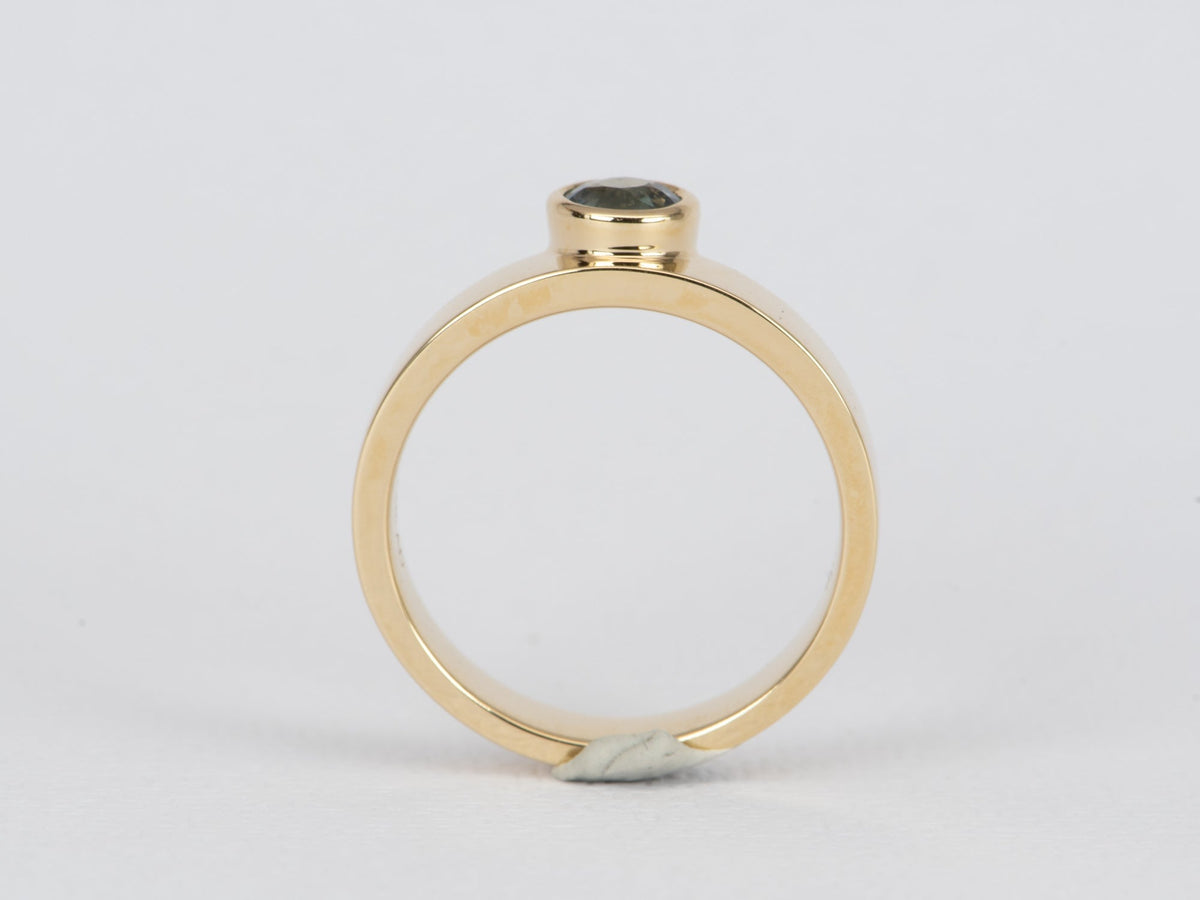 Montana Sapphire Bezel Set on 4mm Wide Band 14K Gold Engagement Ring R6479 Aurora Designer