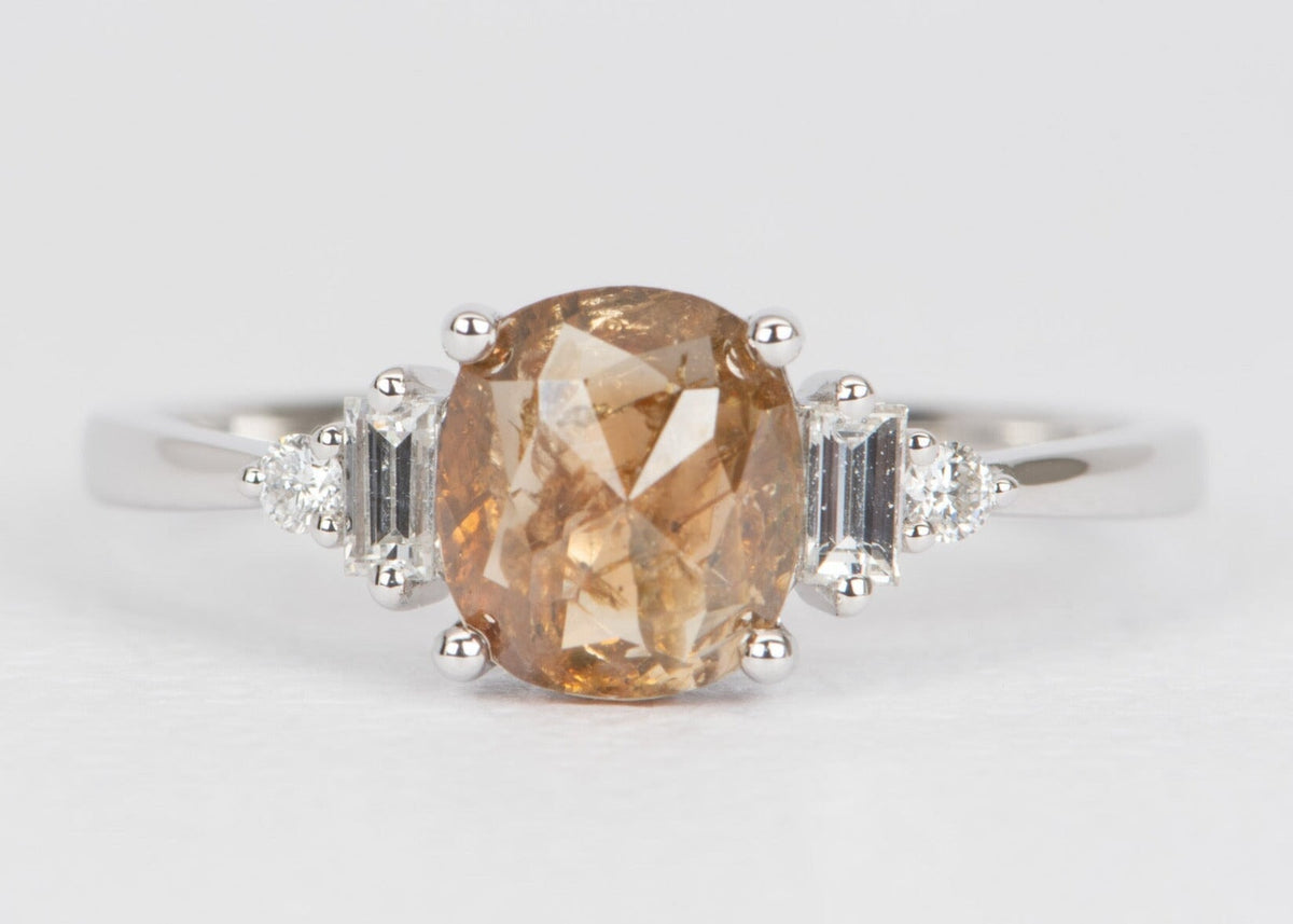 Intense Orange Brown Diamond with Diamonds on Band 14K White Gold Engagement Ring R6480 Aurora Designer