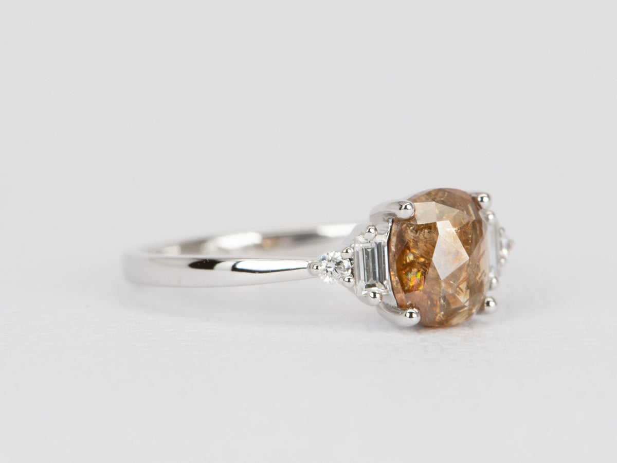 Intense Orange Brown Diamond with Diamonds on Band 14K White Gold Engagement Ring R6480 Aurora Designer
