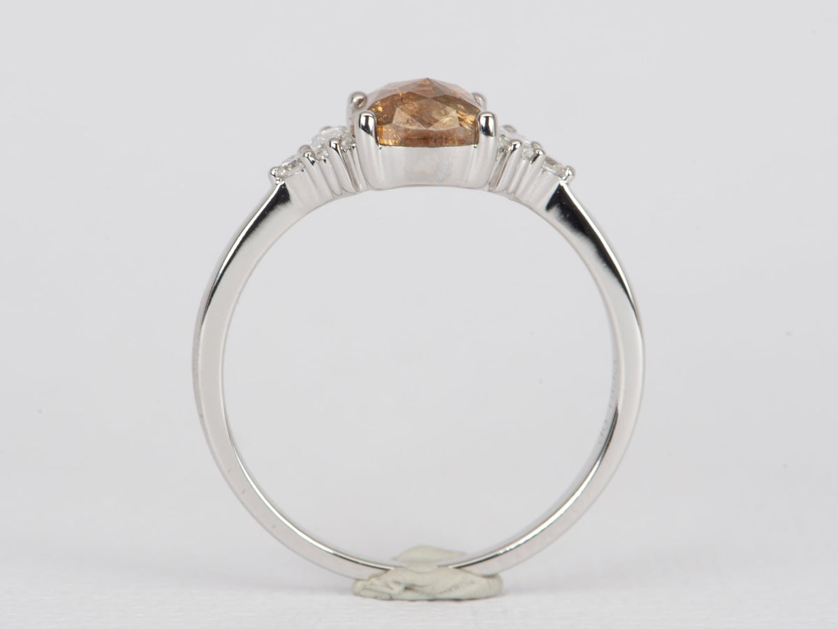 Intense Orange Brown Diamond with Diamonds on Band 14K White Gold Engagement Ring R6480 Aurora Designer