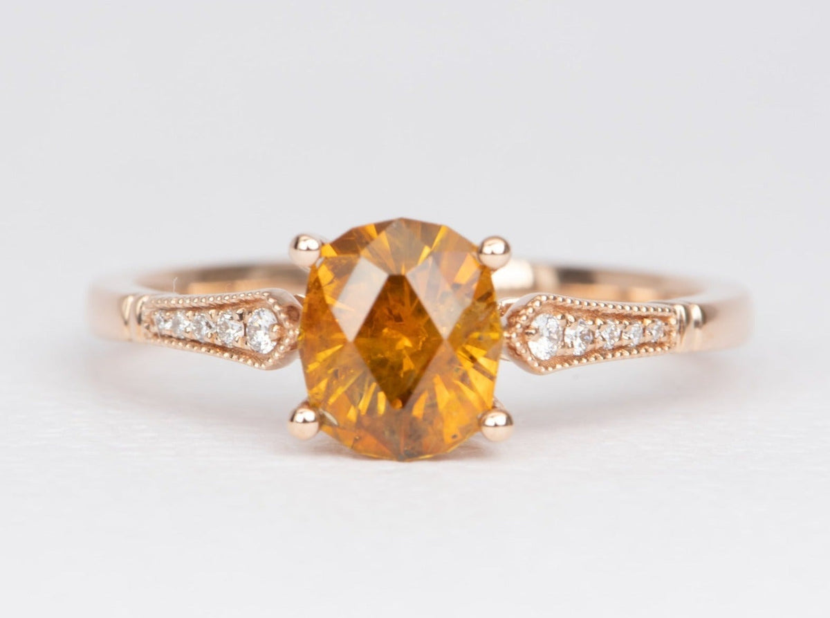 1.47ct Montana Sapphire with Diamond Band 14K Rose Gold Engagement Ring R6482 Aurora Designer