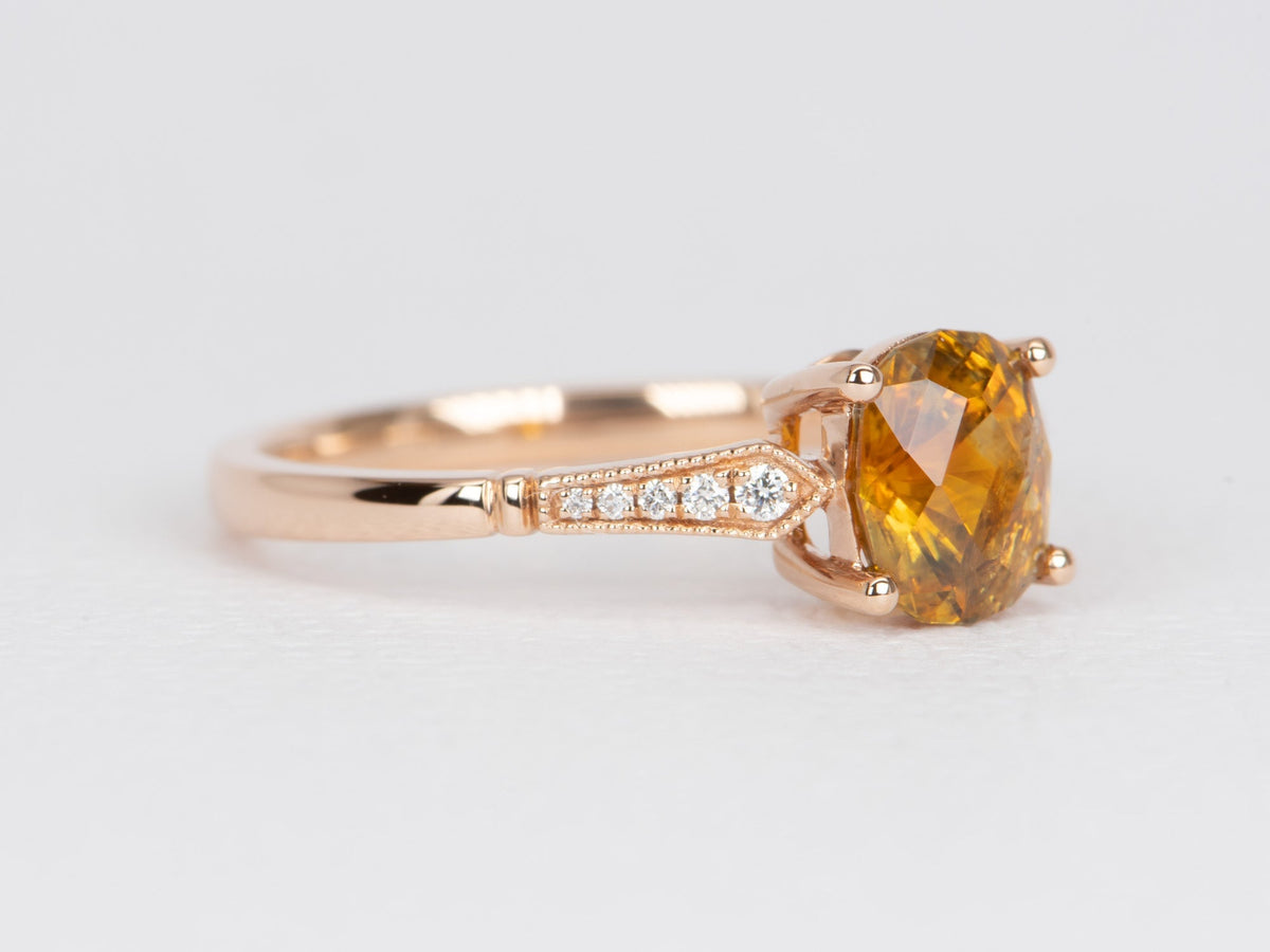 1.47ct Montana Sapphire with Diamond Band 14K Rose Gold Engagement Ring R6482 Aurora Designer