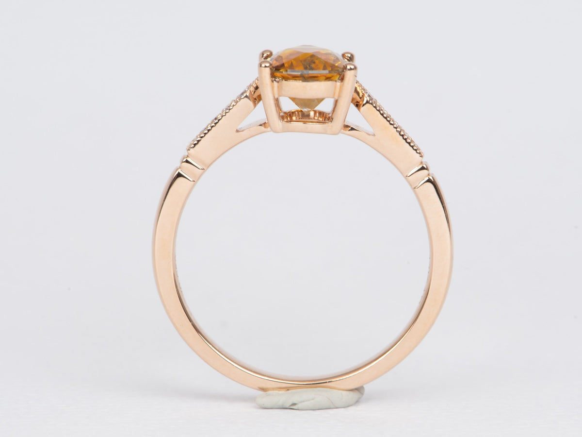 1.47ct Montana Sapphire with Diamond Band 14K Rose Gold Engagement Ring R6482 Aurora Designer