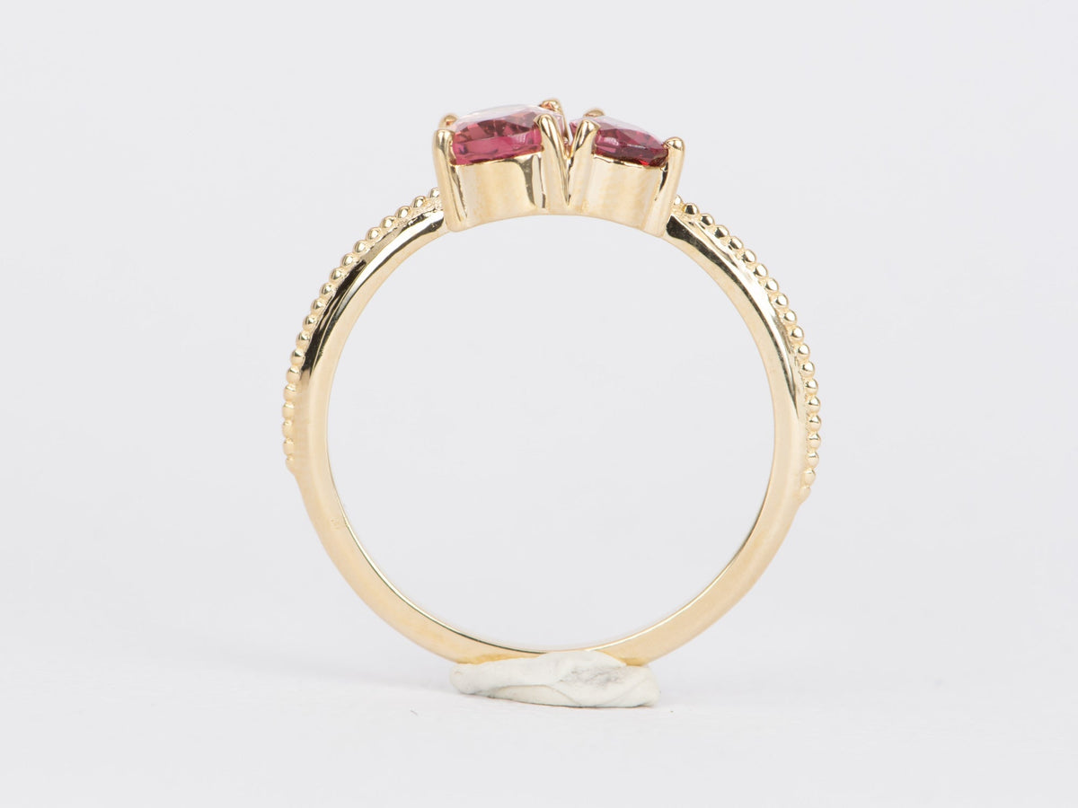 Bi-Color Tourmaline and Bright Red Spinel You and Me Engagement Ring 14K Gold R6483 Aurora Designer