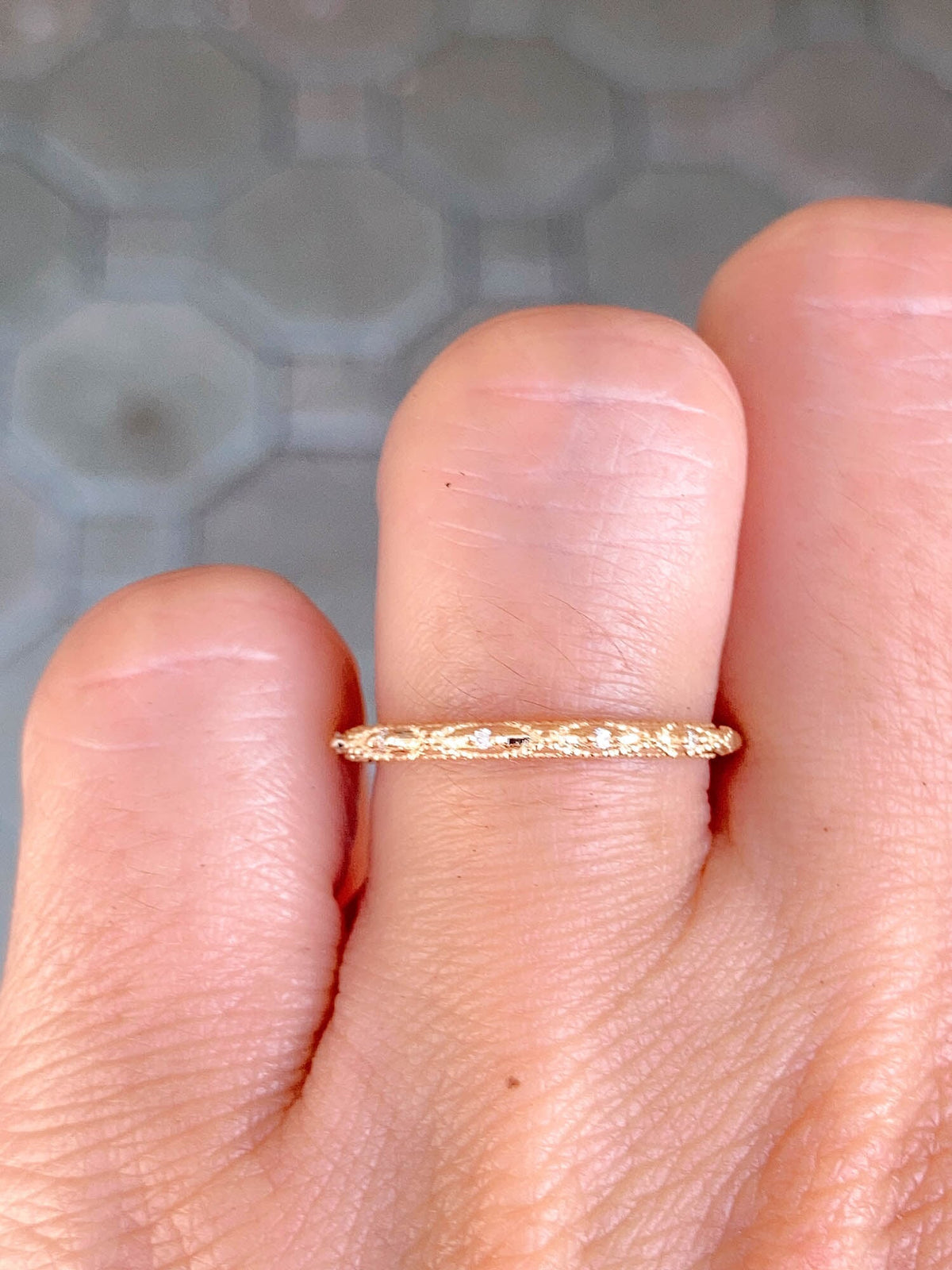 2.82ct Solid Australian Opal on Vintage Lace Band Bridal Ring Set 14K Gold R6495 Aurora Designer