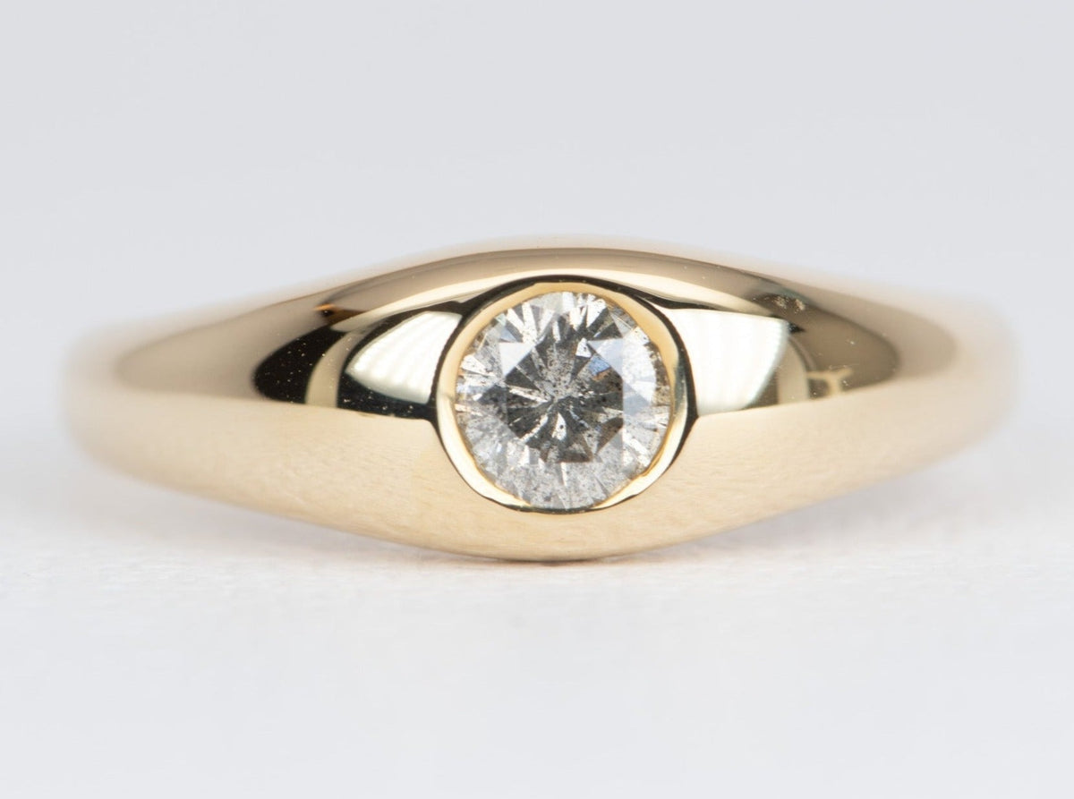 Salt and Pepper Diamond Modern Signet Band 14K Gold R6504 Aurora Designer