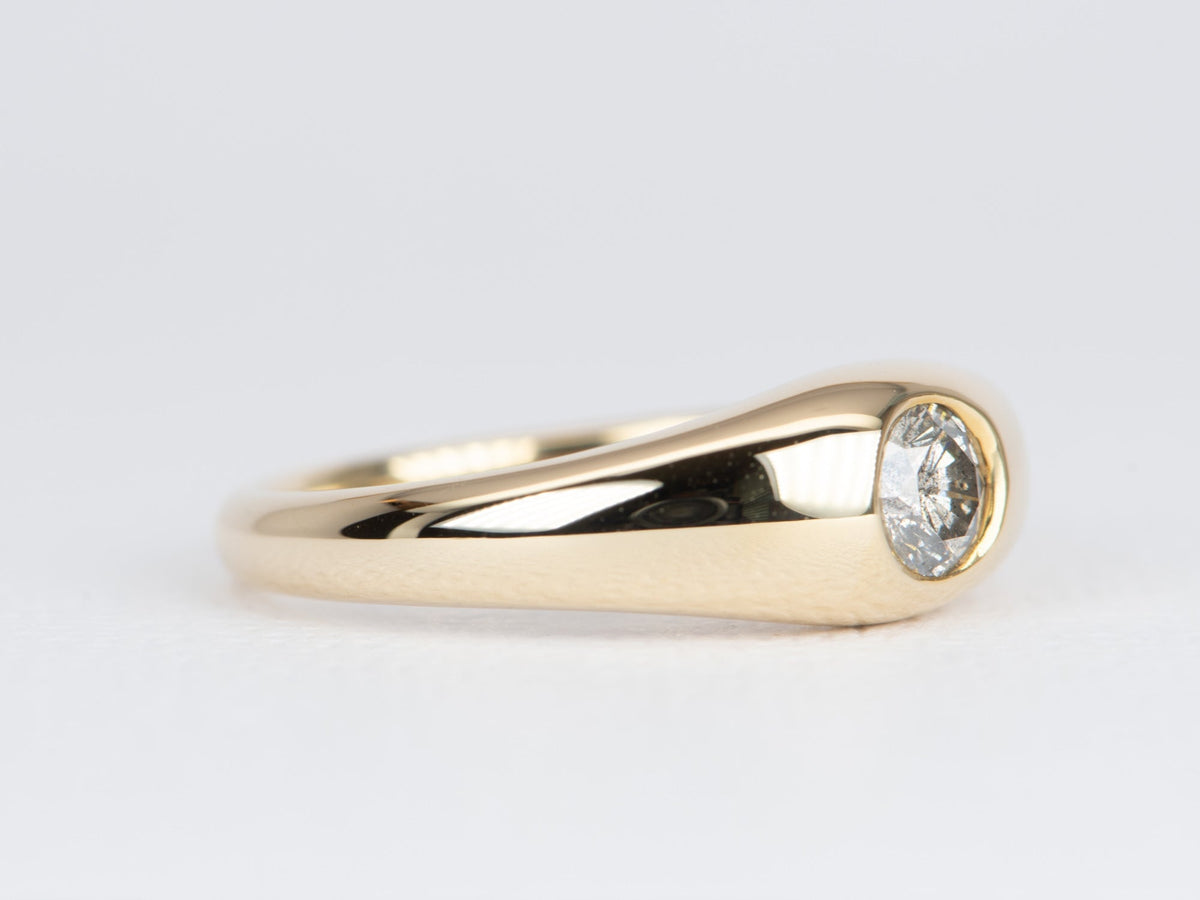 Salt and Pepper Diamond Modern Signet Band 14K Gold R6504 Aurora Designer