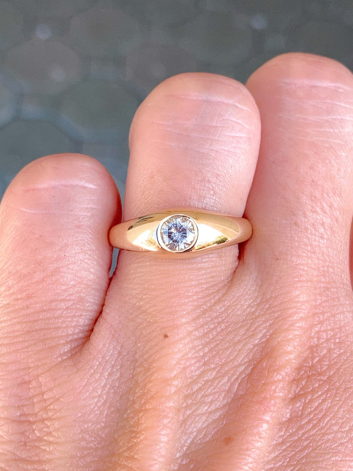 Salt and Pepper Diamond Modern Signet Band 14K Gold R6504 Aurora Designer