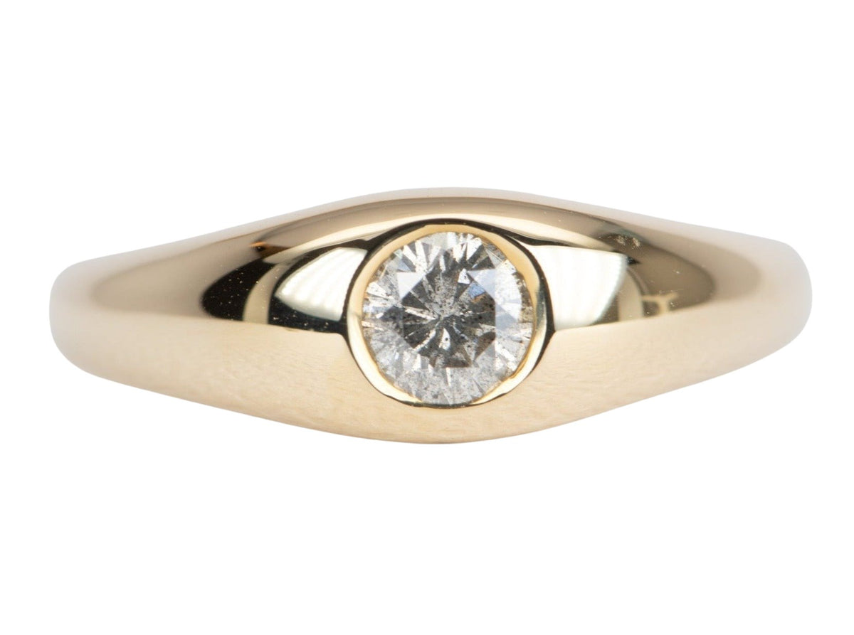 Salt and Pepper Diamond Modern Signet Band 14K Gold R6504 Aurora Designer