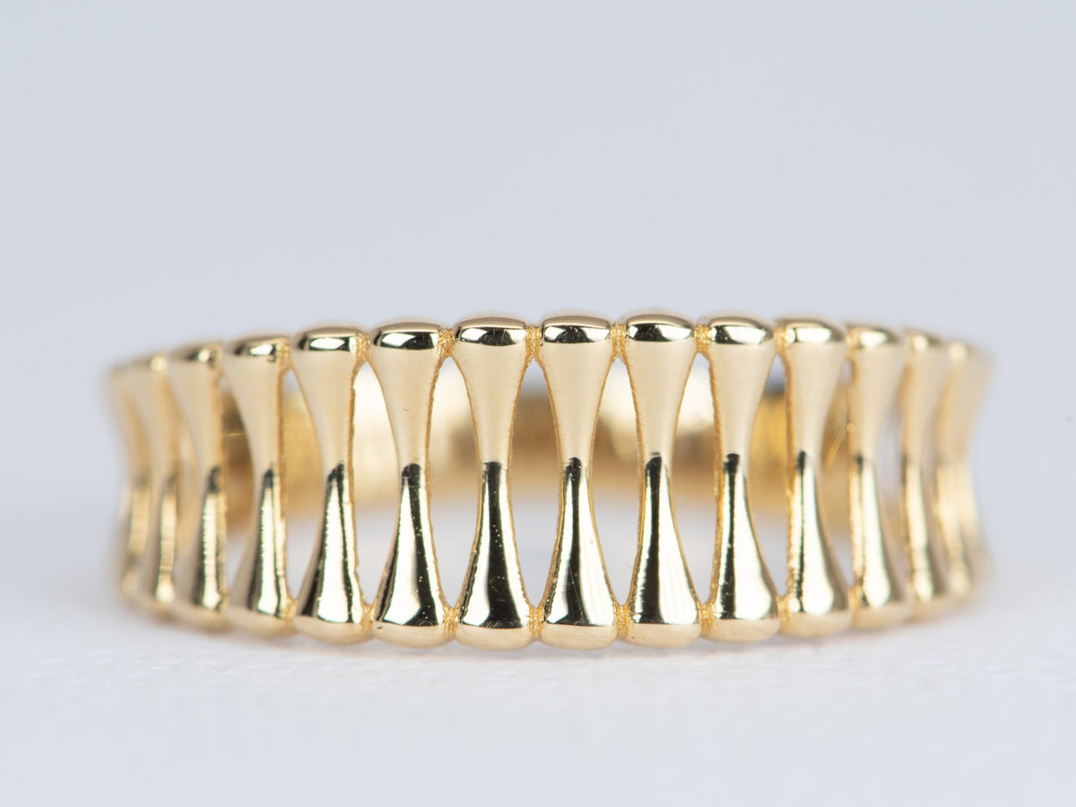 Light Weight 3-Dimensional Fence Band 18K Gold R5063 Aurora Designer