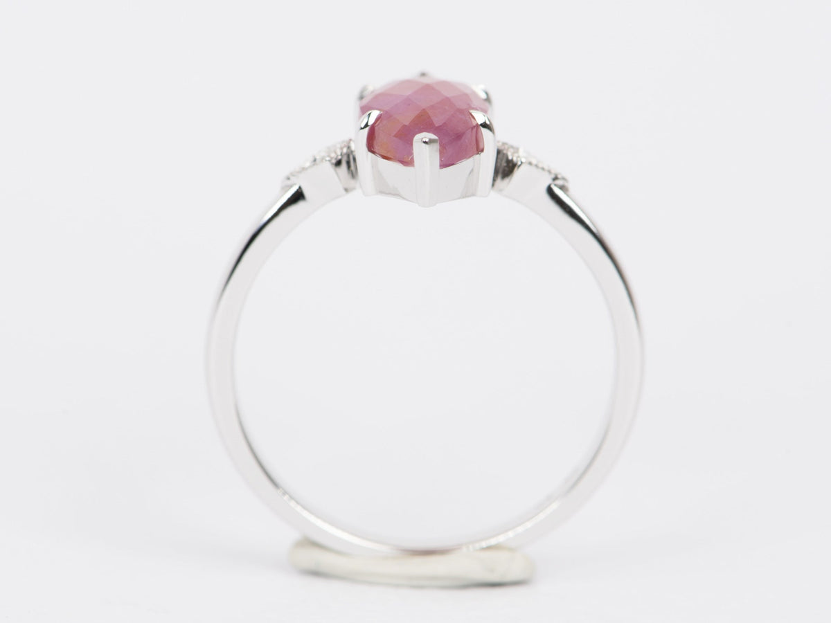 2.53ct Marquise Pink Sapphire with Diamond Accent Engagement Ring 9K White Gold R6518 Aurora Designer