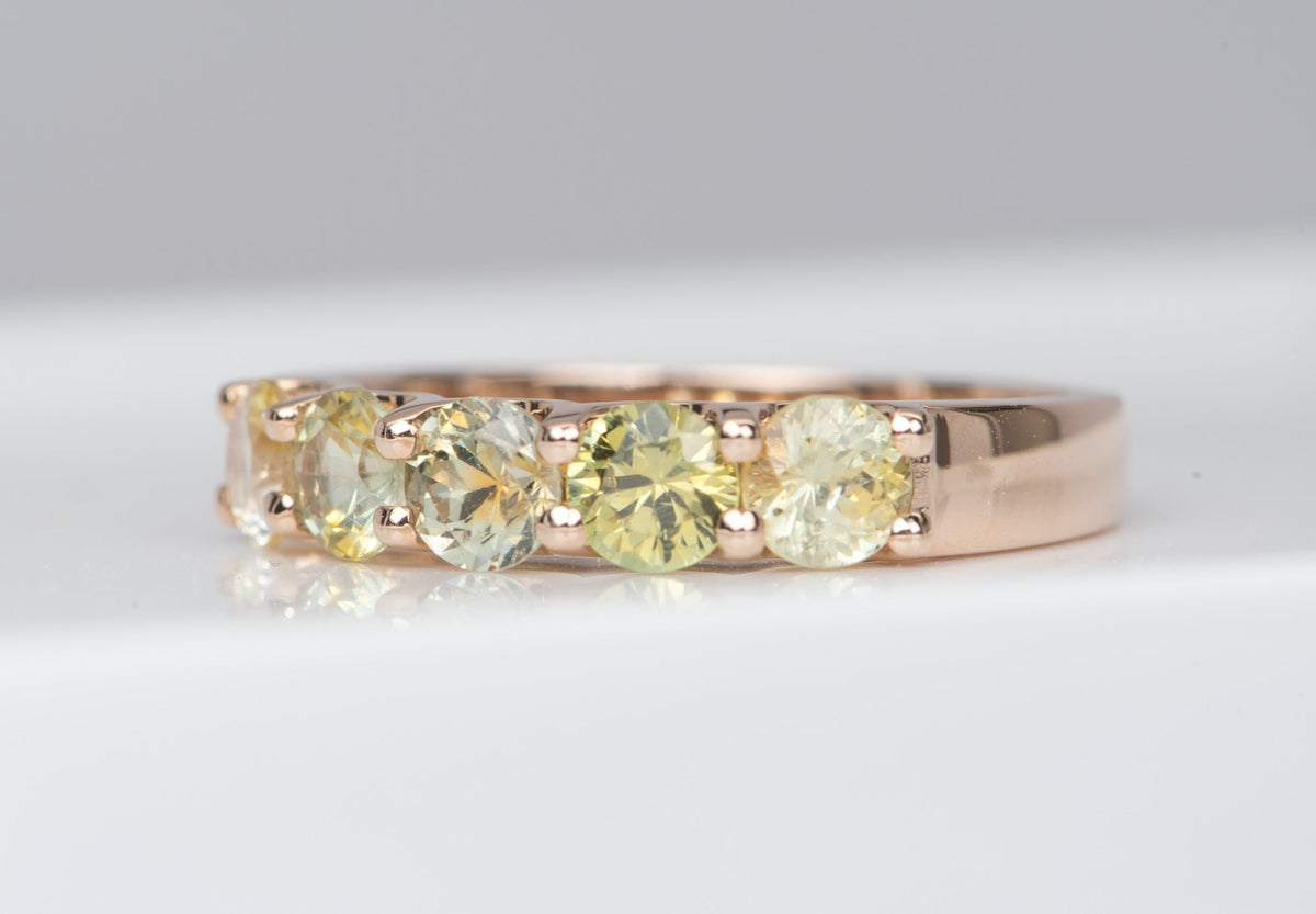 4mm OOAK Bi-Color Montana Sapphire 14K Gold Wedding Band R6522 Aurora Designer