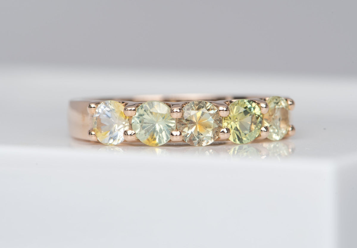 4mm OOAK Bi-Color Montana Sapphire 14K Gold Wedding Band R6522 Aurora Designer