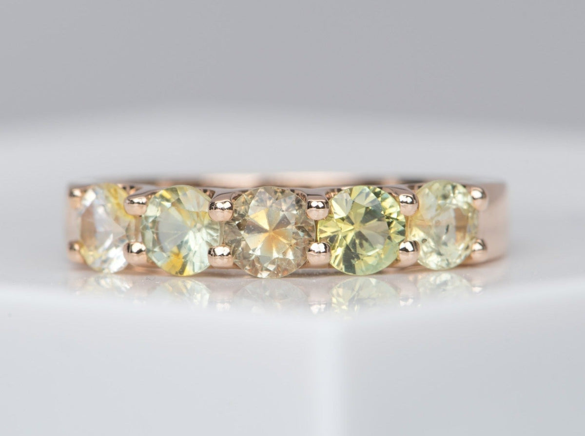 4mm OOAK Bi-Color Montana Sapphire 14K Gold Wedding Band R6522 Aurora Designer