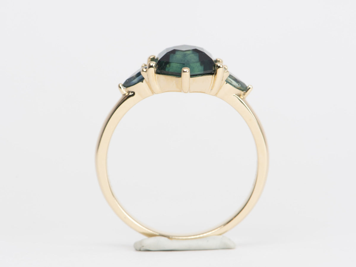 2.86ctw Montana Sapphire 3-Stone Style Engagement Ring 14K Gold R6525 Aurora Designer