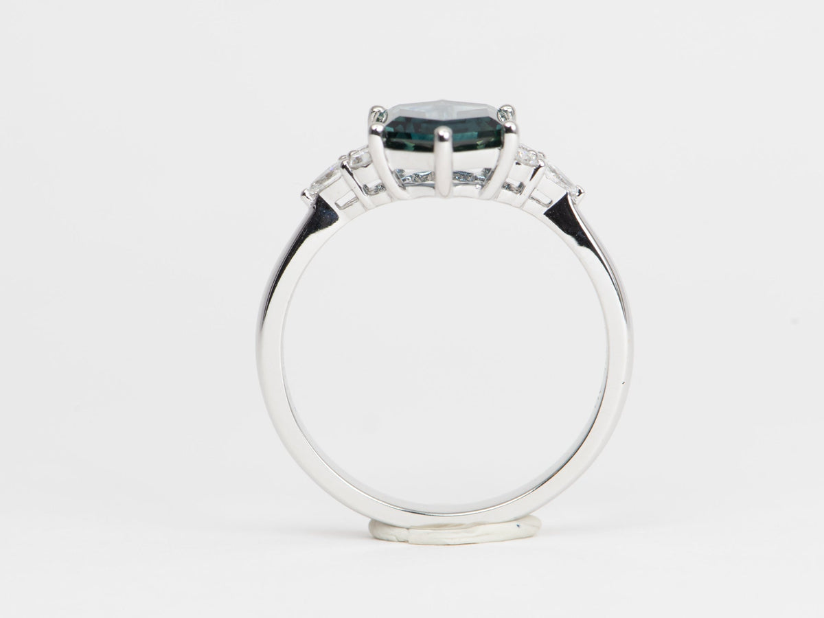 2.11ct Montana Sapphire with Diamond Sides 14K White Gold Engagement Ring R6528 Aurora Designer