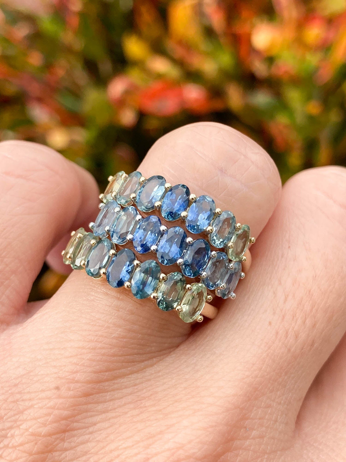 2ct Montana Sapphire Ombre Effect Wedding Band 14K Gold R6535 Aurora Designer