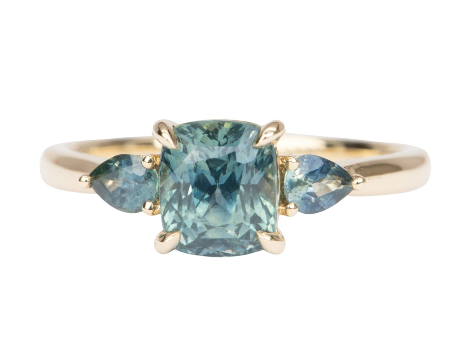 2.71ctw Montana Sapphire Three-Stone Engagement Ring 14K Gold R6564 Aurora Designer