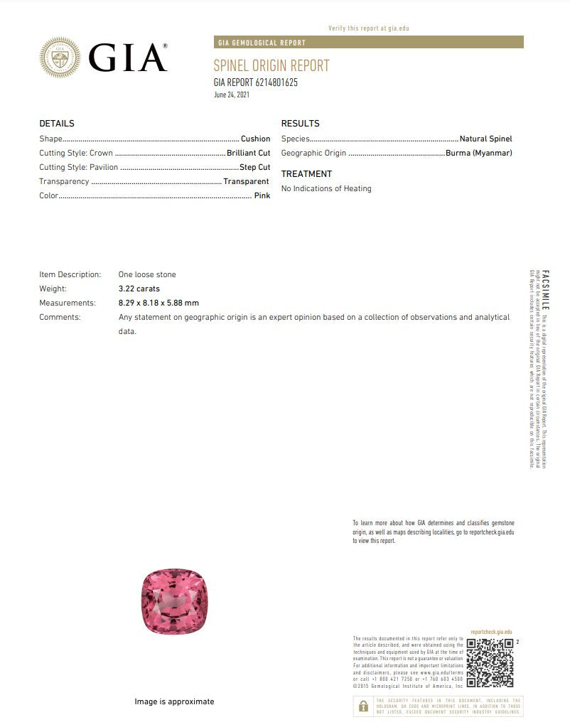 3.22ct Square Shape Spinel, GIA Certified, 8.29*8.18*5.88mm SP196 Aurora Designer