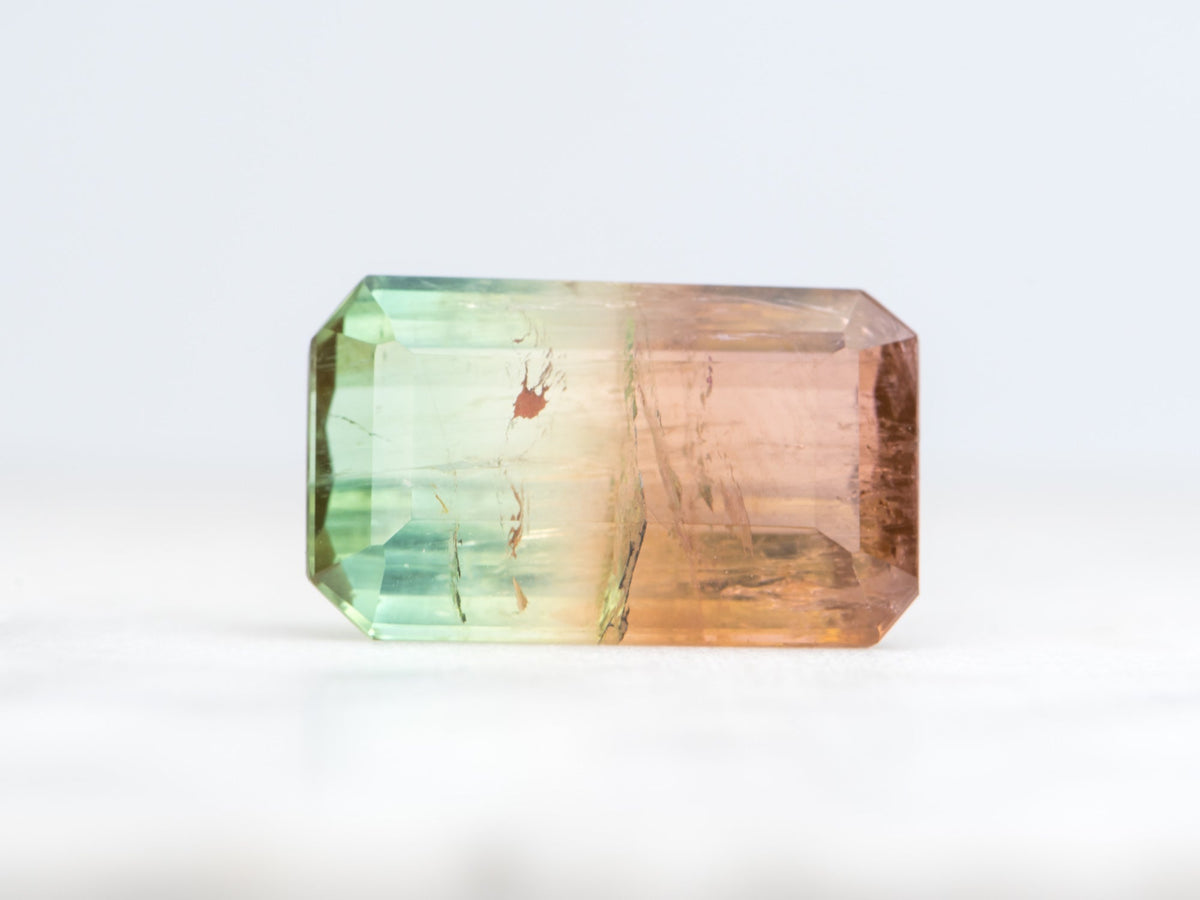 11.73ct Emerald Shape Bi-Color Tourmaline 17.1*10.2*7.2mm TL11 Aurora Designer