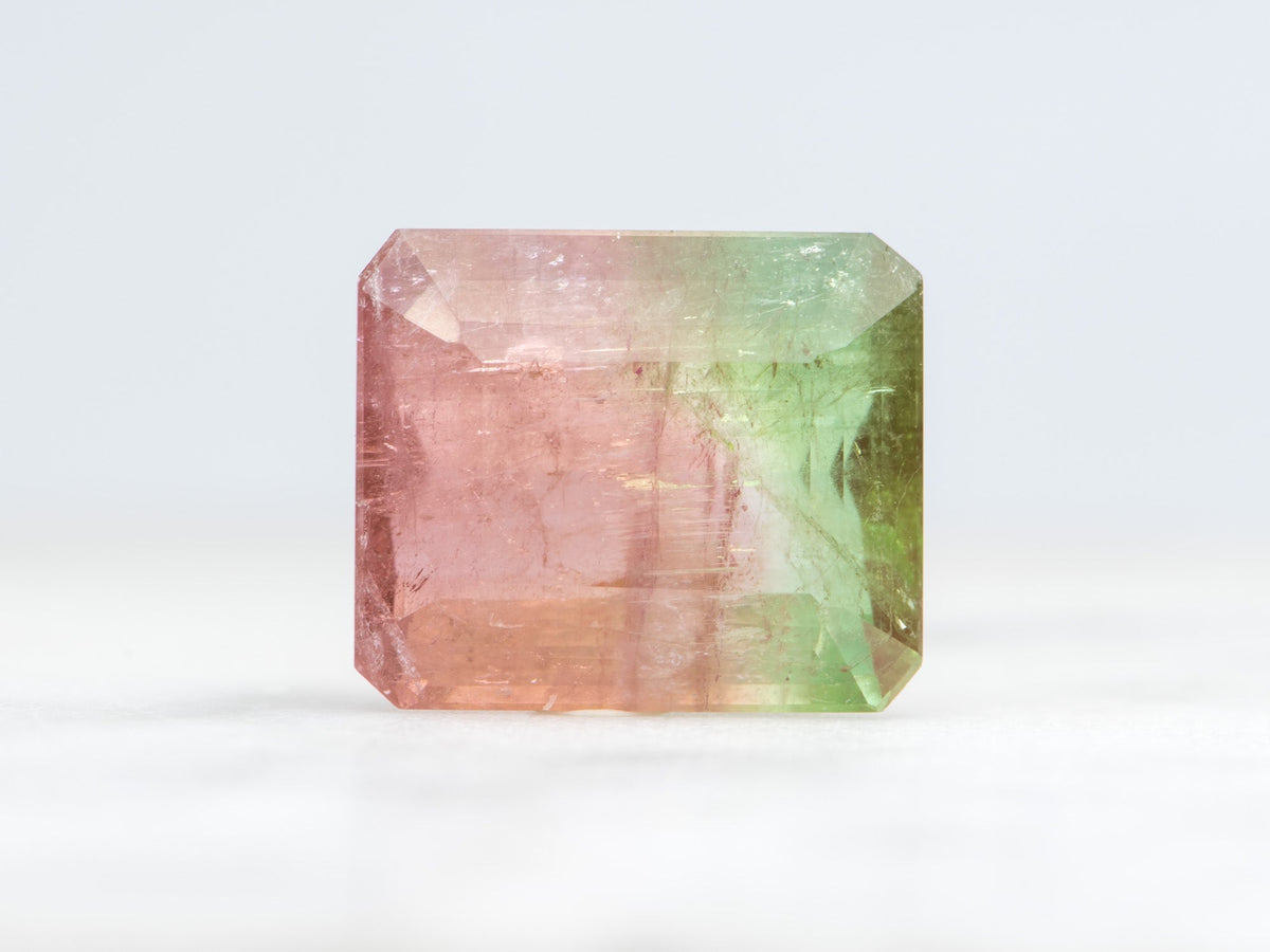12.92ct Emerald Shape Bi-Color Tourmaline 15.2*12.8*7.2mm TL13 Aurora Designer