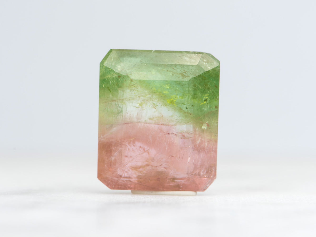 11.7ct Emerald Shape Bi-Color Tourmaline 15.1*12.9*6.4mm TL14 Aurora Designer