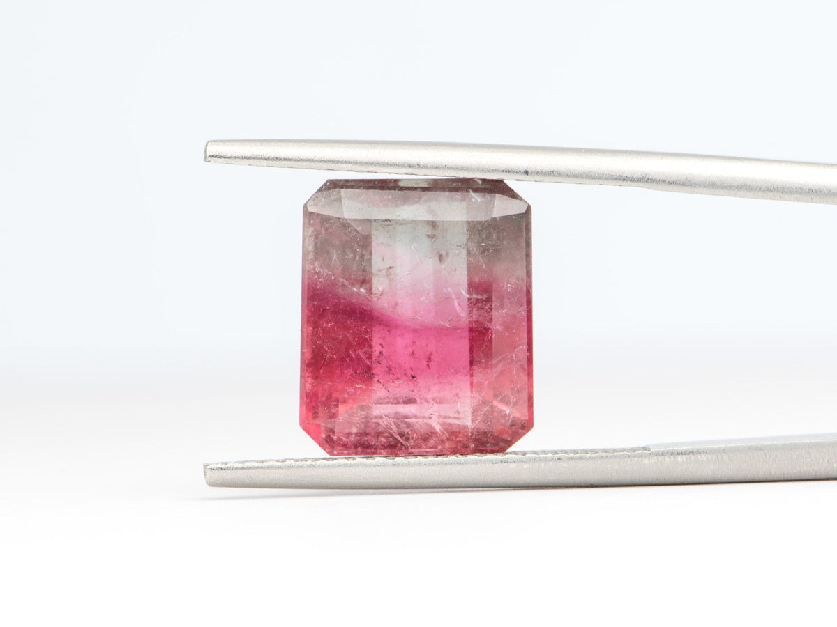 7.48ct Emerald Shape Bi-Color Tourmaline 11.8*10.0*6.8mm TL07 Aurora Designer